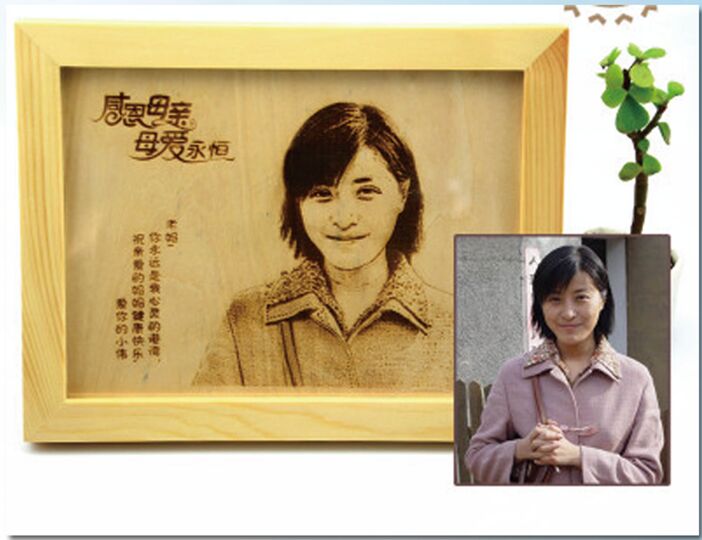 激光打標機按圖定制的木質雕刻圖像